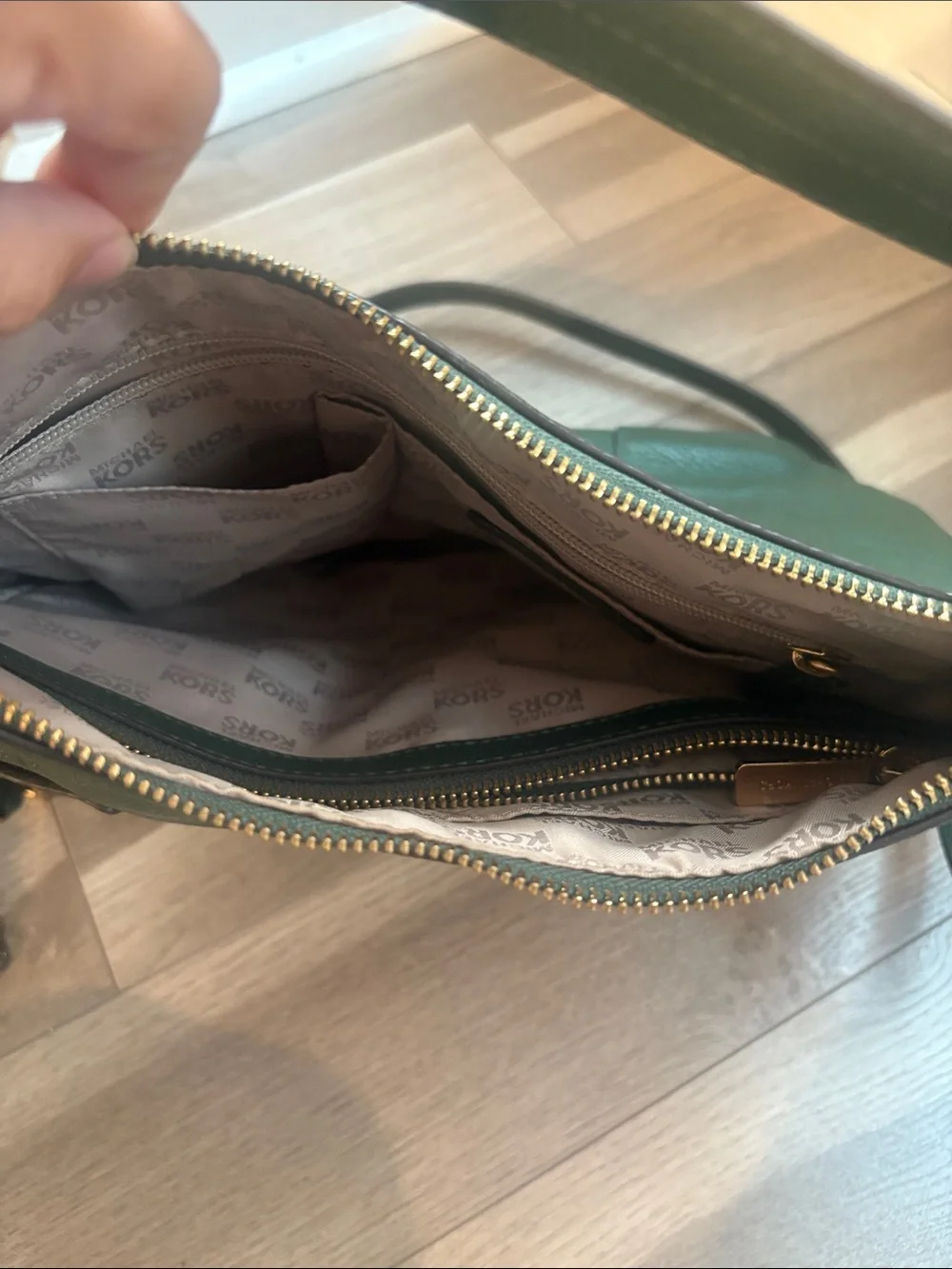 Michael Kors Forest Green Pebbled Leather Hobo Shoulder Bag
